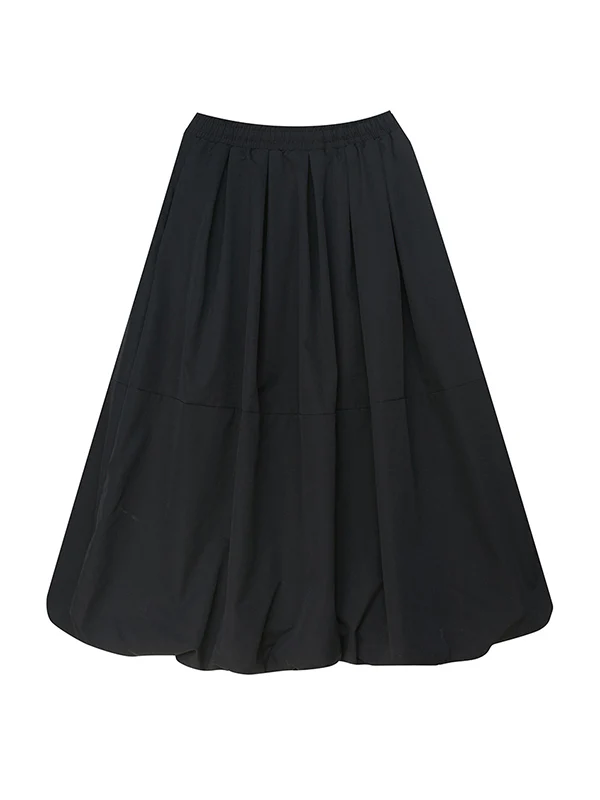 Urban Loose Drawstring High Waisted Black Bubble Skirt - Image 9