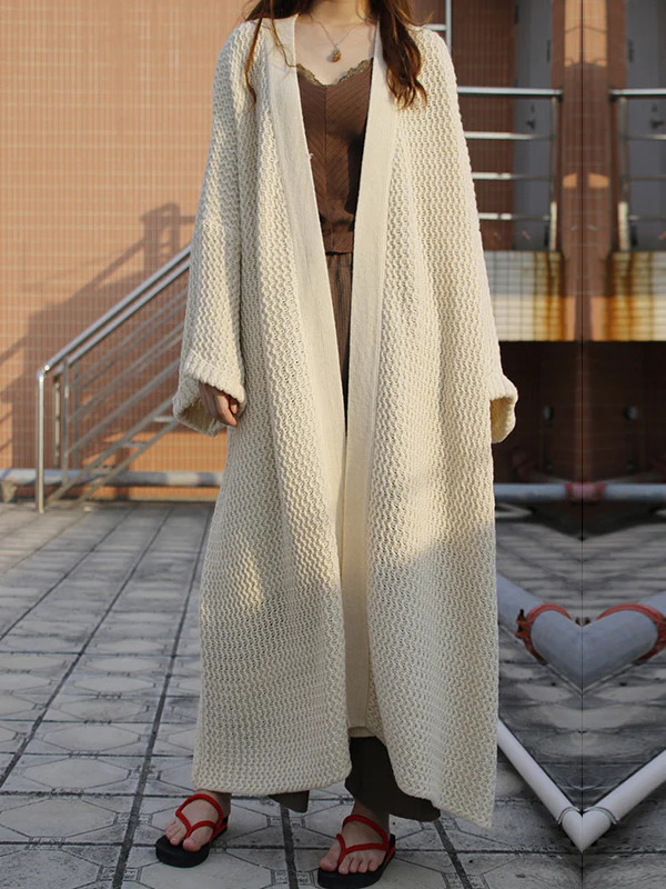 Urban Loose Over Size Solid Color Thick Thread Knitting Cardigan Coats - Image 22