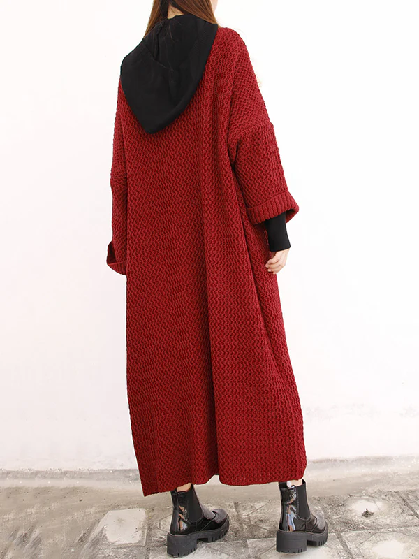 Urban Loose Over Size Solid Color Thick Thread Knitting Cardigan Coats - Image 39
