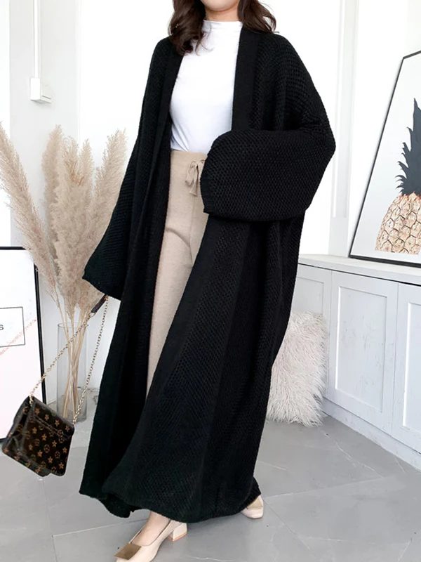 Urban Loose Over Size Solid Color Thick Thread Knitting Cardigan Coats - Image 7