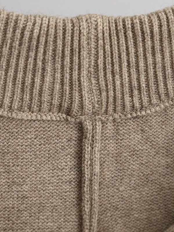 Urban Loose Solid Color Hooded High-Low Sweater Tops & Wide Leg Pants Two Pieces Set - Image 12