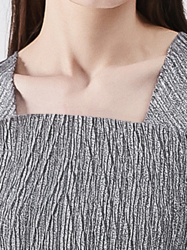 Urban Loose Solid Color Tied Pleated Top&V-Back Vest Dress Two Pieces Set - Image 22