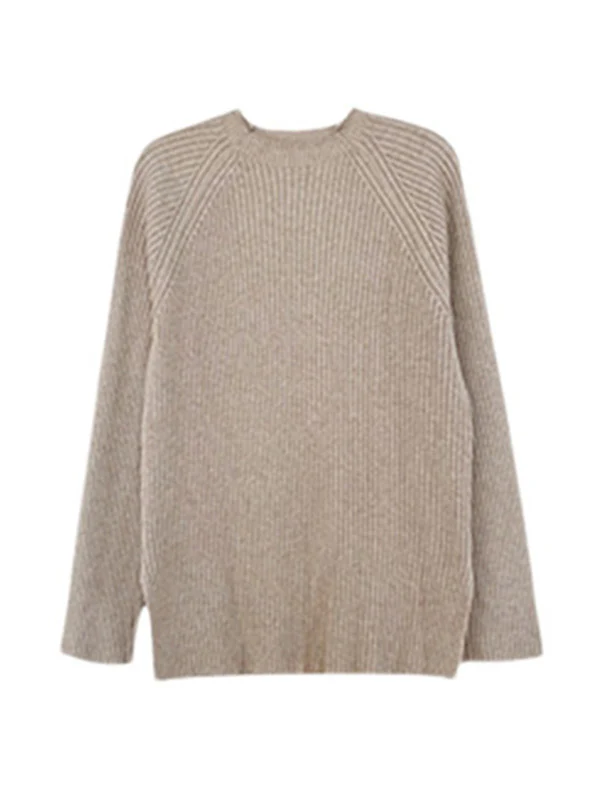 Urban Loose Solid Round-Neck Split-Side Sweater& Wide Leg Pants Suits - Image 16