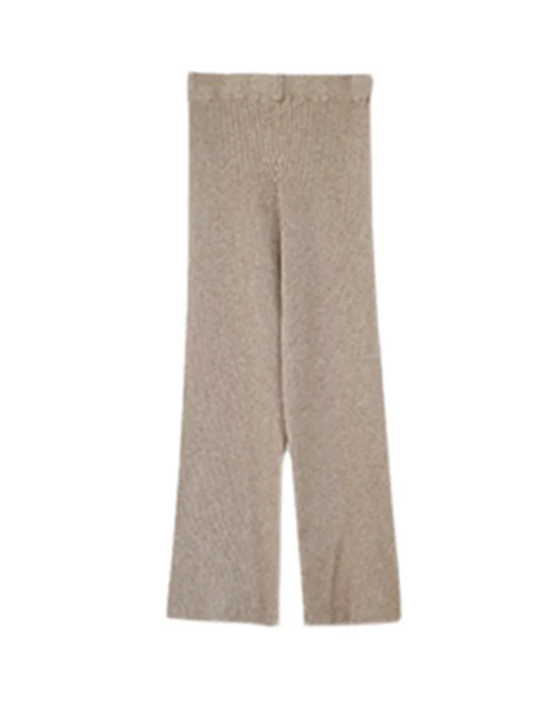 Urban Loose Solid Round-Neck Split-Side Sweater& Wide Leg Pants Suits - Image 17