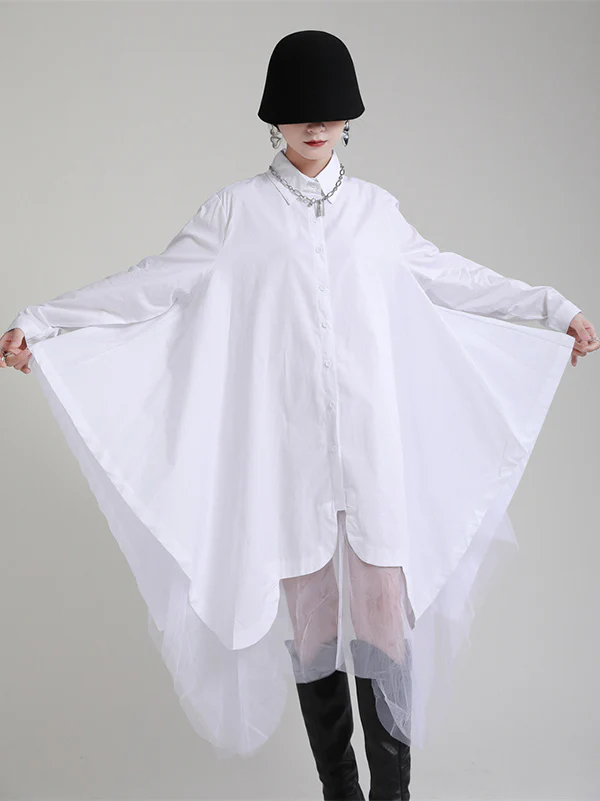 Urban Loose Split-Joint Lapel Long Sleeves Midi Dress - Image 14