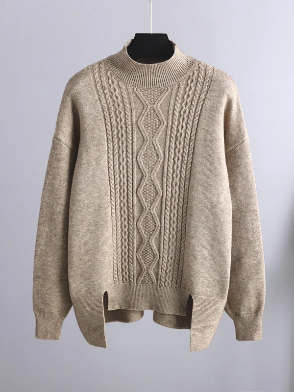 Urban Loose Split-Side Half Turtleneck Sweater Tops& Wide Leg Pants Two Pieces Set - Image 10