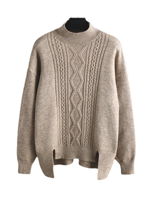 Urban Loose Split-Side Half Turtleneck Sweater Tops& Wide Leg Pants Two Pieces Set - Image 12