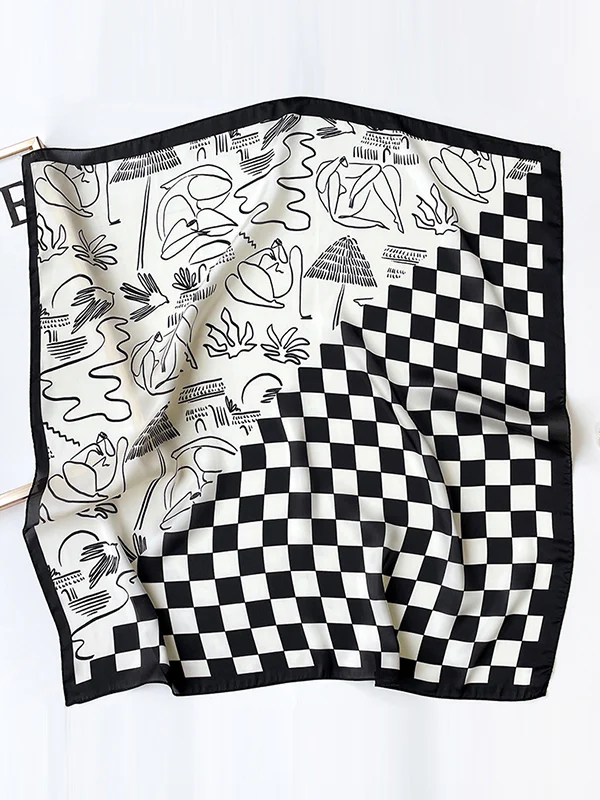 Urban Plaid Printed Square Scarf - Image 4