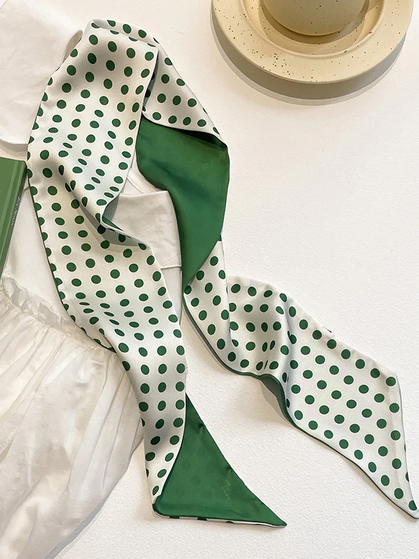Urban Silk Imitation Polka-Dot Printed Green Scarf - Image 2