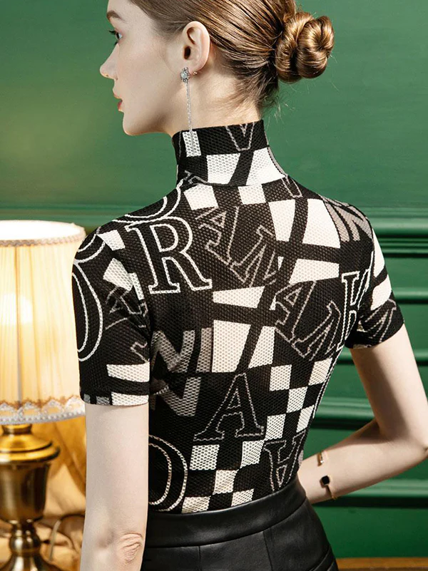Urban Skinny Printed High-Neck T-Shirts Tops - Image 8