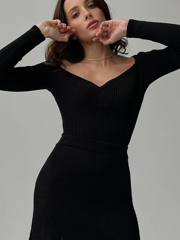 Urban Skinny Solid Color Square-Neck Sweater Tops - Image 10