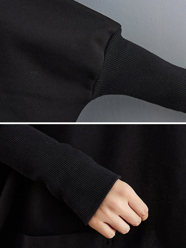 Urban Solid Color High-Neck High-Low Sweatshirt Top - Image 13
