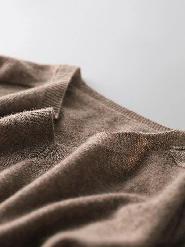 Urban Solid Color V-Neck Knitting Pullover - Image 12