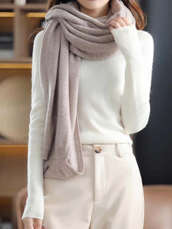 Urban Wool Loose Solid Color Batwing Sleeves Cape Cardigan Tops - Image 10