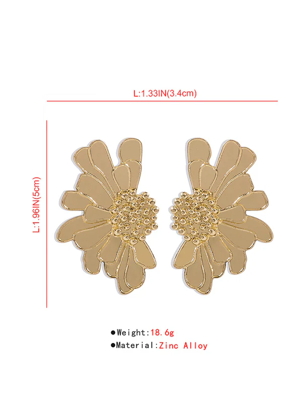 Vintage Alloy Flower Earrings - Image 4