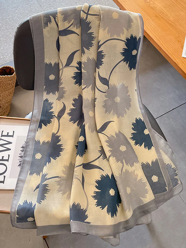 Vintage Floral Printed Shawl&Scarf - Image 11