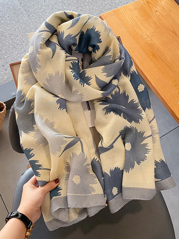 Vintage Floral Printed Shawl&Scarf - Image 2