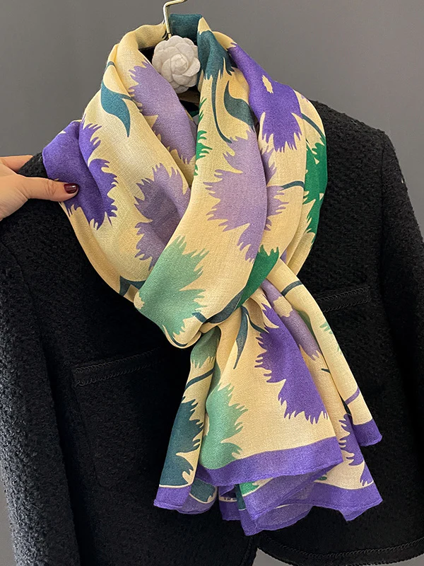 Vintage Floral Printed Shawl&Scarf - Image 3