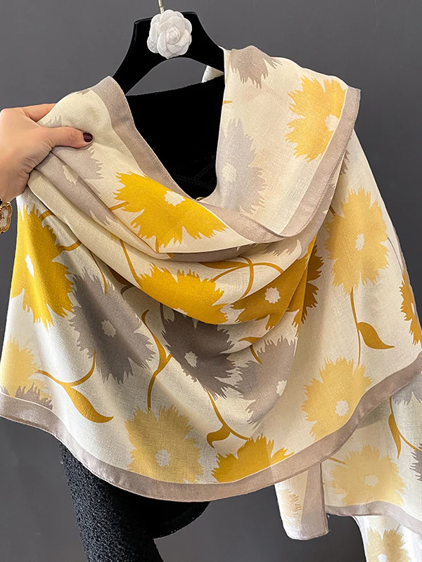 Vintage Floral Printed Shawl&Scarf - Image 6