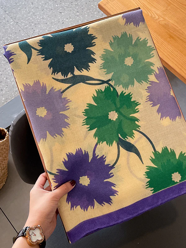 Vintage Floral Printed Shawl&Scarf - Image 9