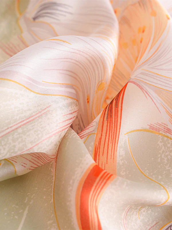 Vintage Floral Printed Silk Imitation Shawl Scarf - Image 18
