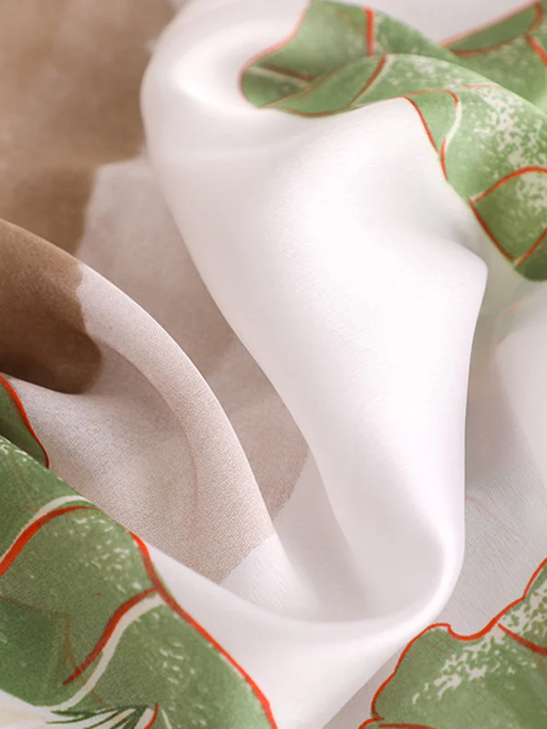 Vintage Floral Printed Silk Imitation Shawl Scarf - Image 20
