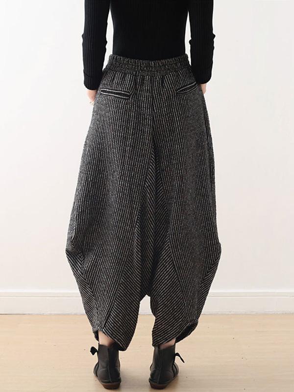 Vintage Knitted Thickening Asymmetric Lantern Wide Leg Pants - Image 6