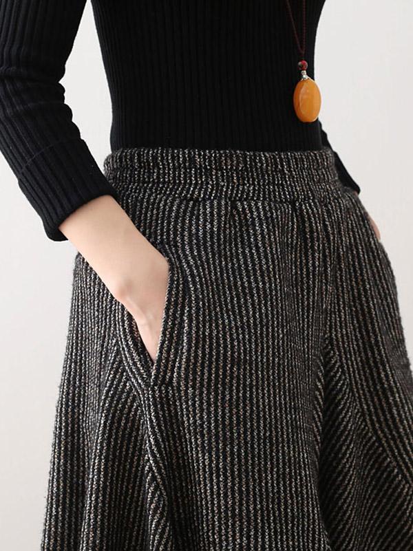 Vintage Knitted Thickening Asymmetric Lantern Wide Leg Pants - Image 9