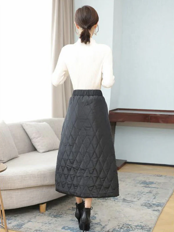 Vintage Loose Elasticity High-Waisted A-Line Padded Skirt Bottom - Image 12