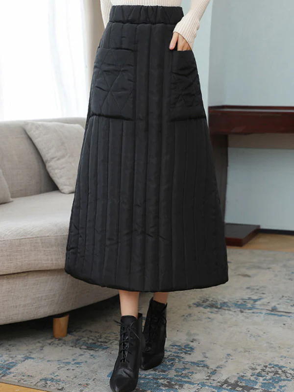 Vintage Loose Elasticity High-Waisted A-Line Padded Skirt Bottom - Image 2