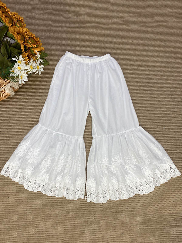 Vintage Loose Embroidered High Waisted Wide Leg Flared Pants - Image 10