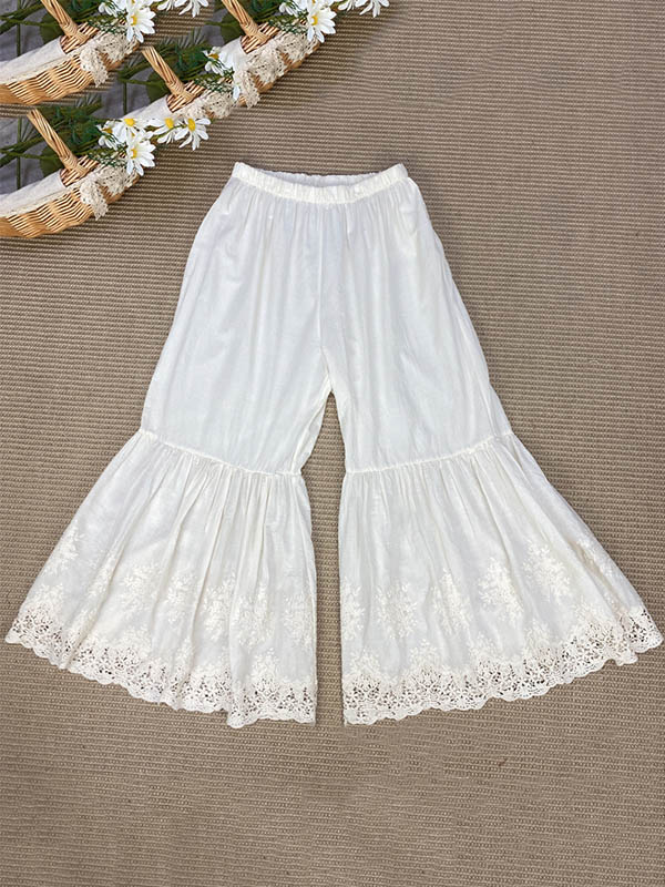 Vintage Loose Embroidered High Waisted Wide Leg Flared Pants - Image 11