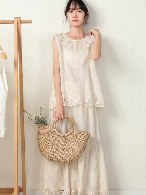 Vintage Loose Embroidered High Waisted Wide Leg Flared Pants - Image 4