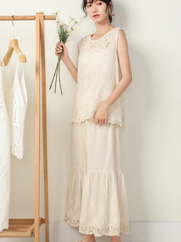 Vintage Loose Embroidered High Waisted Wide Leg Flared Pants - Image 5