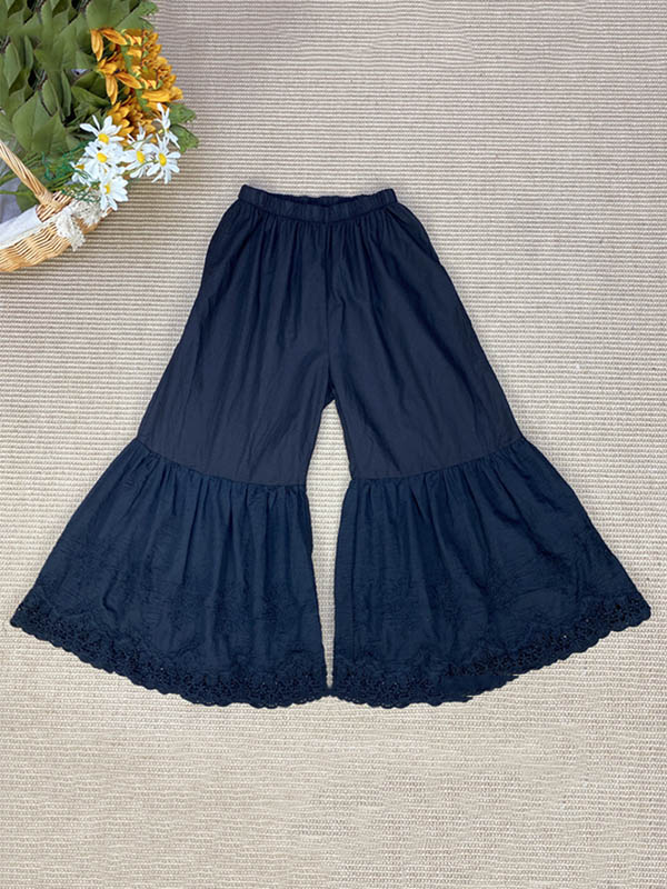 Vintage Loose Embroidered High Waisted Wide Leg Flared Pants - Image 8