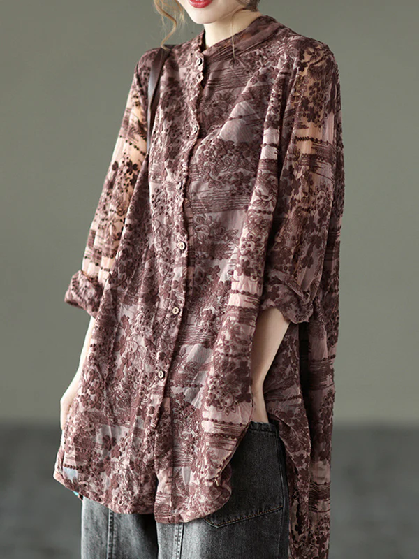 Vintage Loose Embroidered Lace Hollow Blouse - Image 13