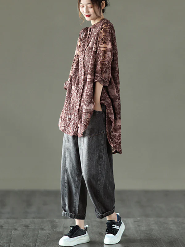 Vintage Loose Embroidered Lace Hollow Blouse - Image 15
