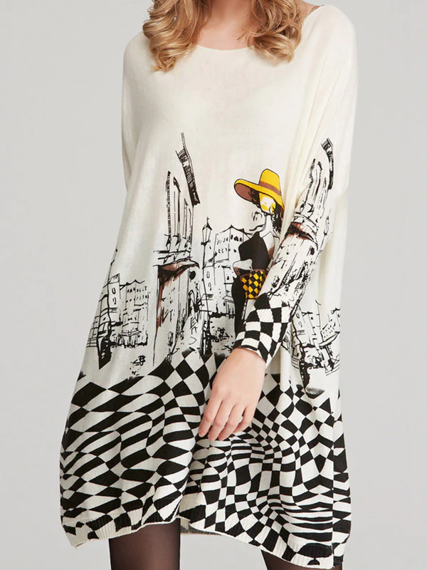 Vintage Loose Printed Split-Joint Sweater - Image 11