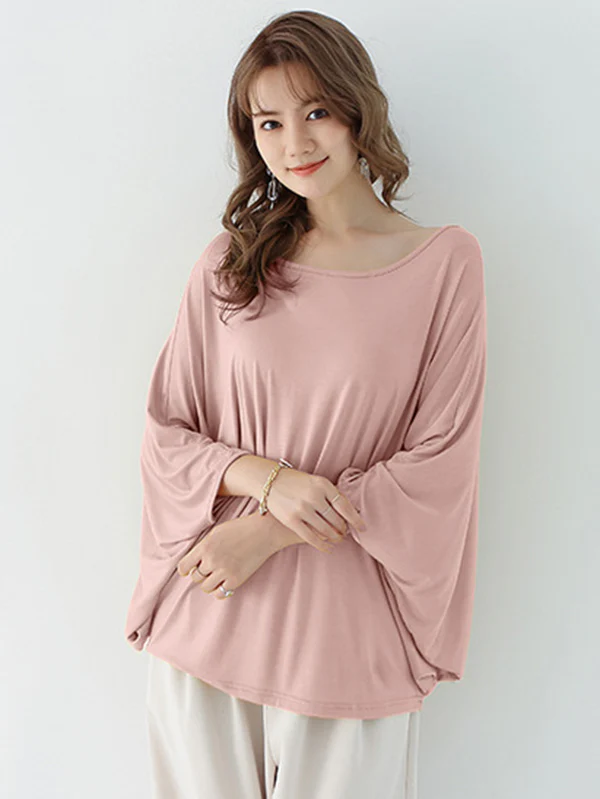 Vintage Loose Round-Neck Batwing Sleeves Shirts - Image 13