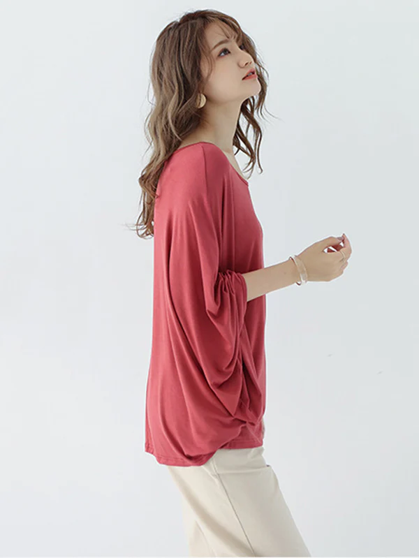 Vintage Loose Round-Neck Batwing Sleeves Shirts - Image 17
