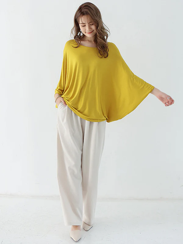 Vintage Loose Round-Neck Batwing Sleeves Shirts - Image 19