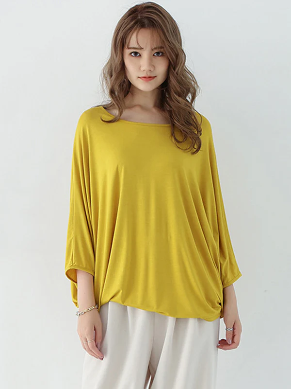 Vintage Loose Round-Neck Batwing Sleeves Shirts - Image 20