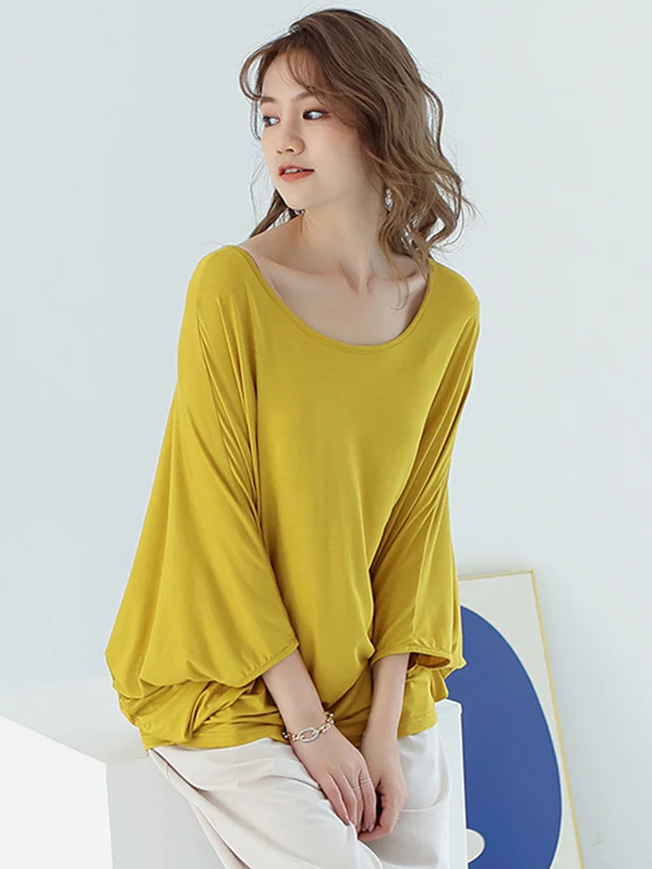 Vintage Loose Round-Neck Batwing Sleeves Shirts - Image 21