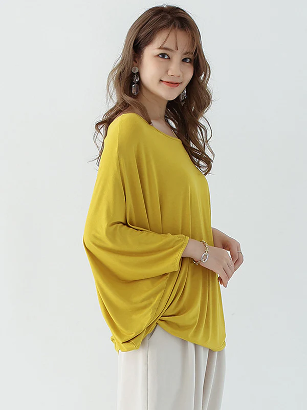 Vintage Loose Round-Neck Batwing Sleeves Shirts - Image 22