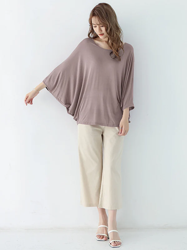 Vintage Loose Round-Neck Batwing Sleeves Shirts - Image 27