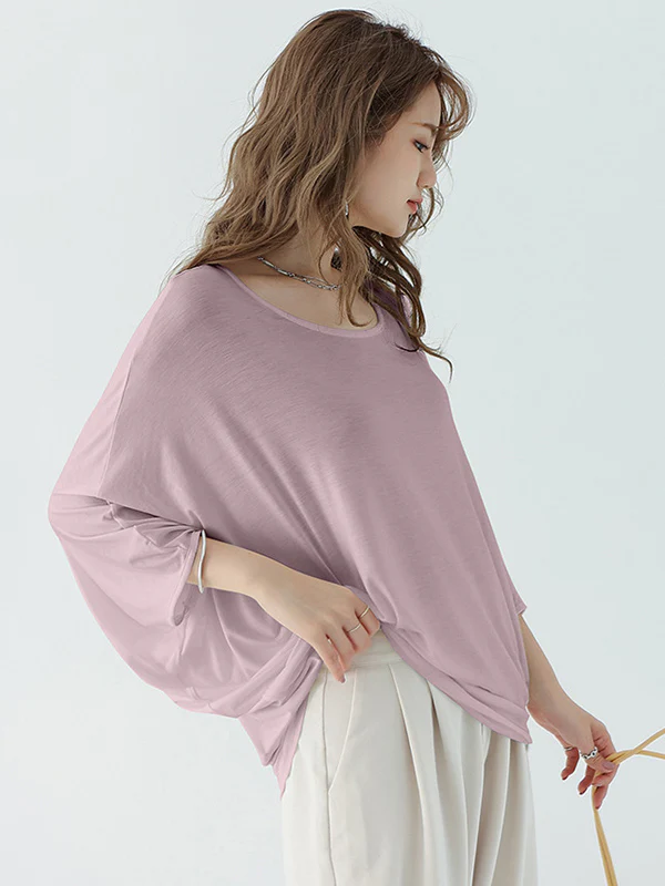 Vintage Loose Round-Neck Batwing Sleeves Shirts - Image 29