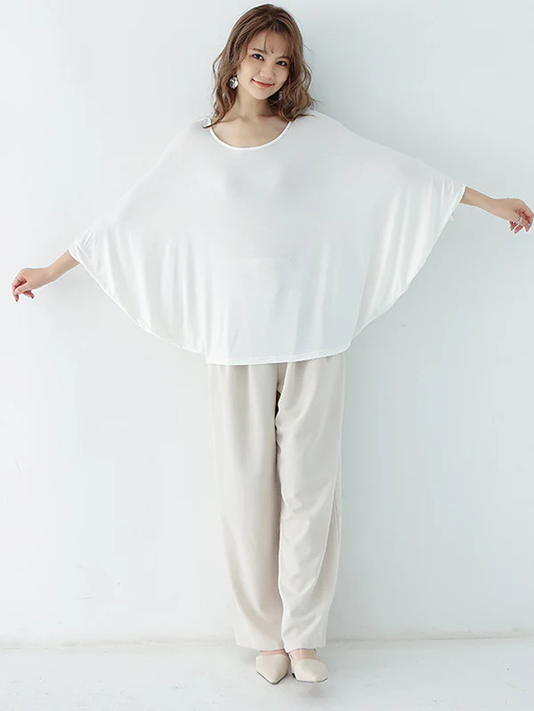 Vintage Loose Round-Neck Batwing Sleeves Shirts - Image 32