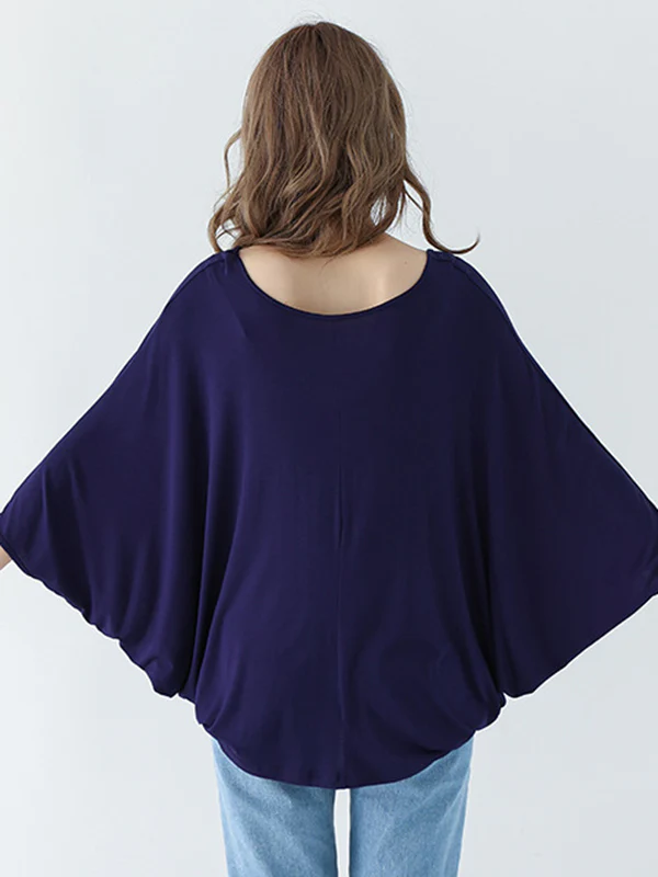Vintage Loose Round-Neck Batwing Sleeves Shirts - Image 35