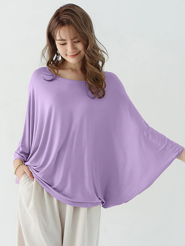 Vintage Loose Round-Neck Batwing Sleeves Shirts - Image 38