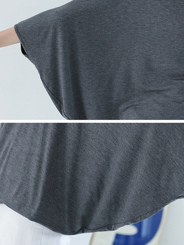 Vintage Loose Round-Neck Batwing Sleeves Shirts - Image 41
